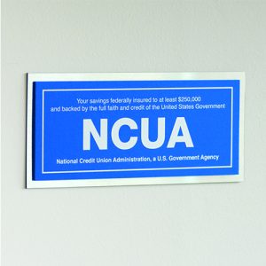 NCUA Wall Sign with Backplate