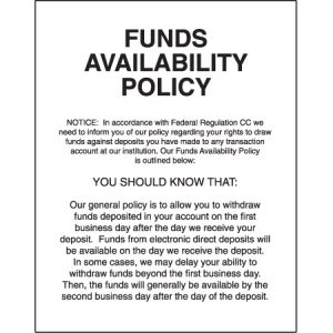 Funds Availability Policy – 2nd Day
